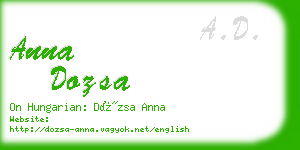 anna dozsa business card